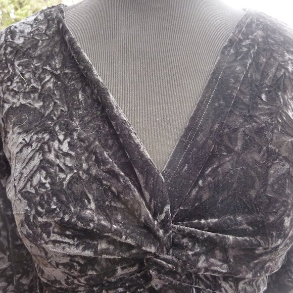 NOMADIC TRADERS GOTH WEDDING BLACK CRUSHED VELVET LONG SLEEVE SHIRT BOHO GYPSY L - Picture 16 of 16